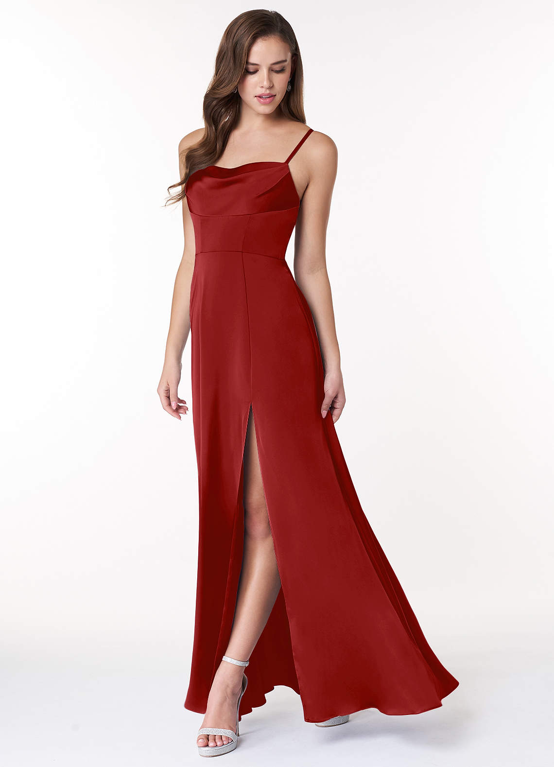 Pomegranate Azazie Clove Stretch Satin Dress Bridesmaid Dresses Azazie