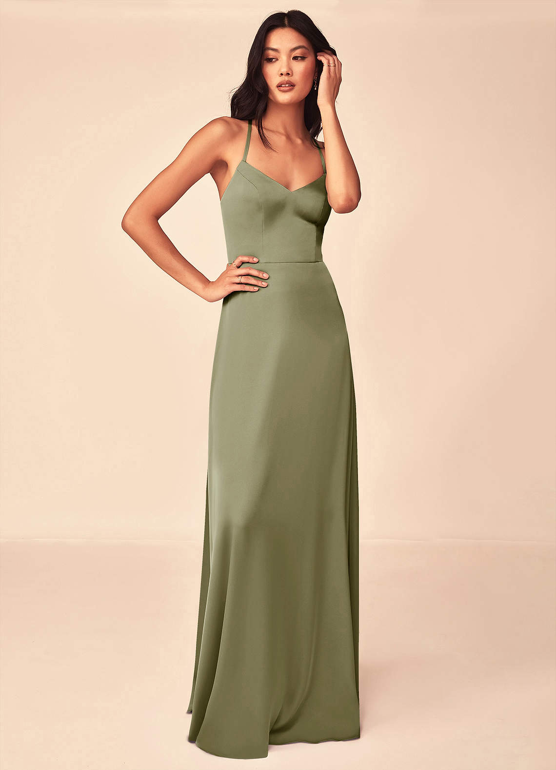 Azazie Mei Stretch Satin Dress Pistachio Bridesmaid Dresses Azazie