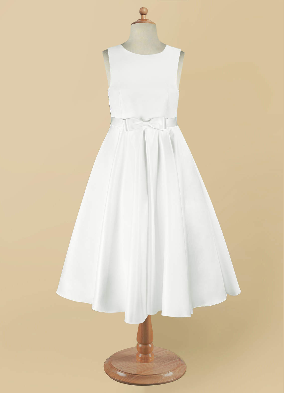 Azazie Coco Ivory A Line Bow Matte Satin Dress Azazie Ca