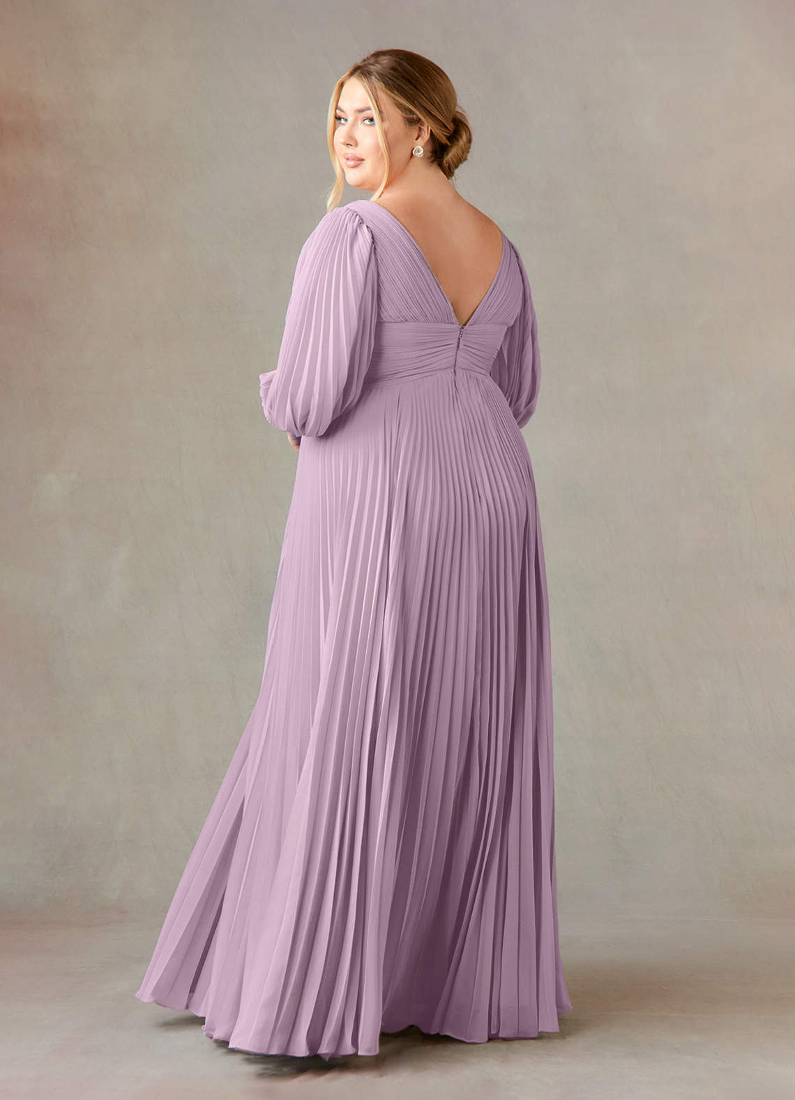 Azazie Zahara Wisteria A Line V Neck Pleated Chiffon Dress Mother Of