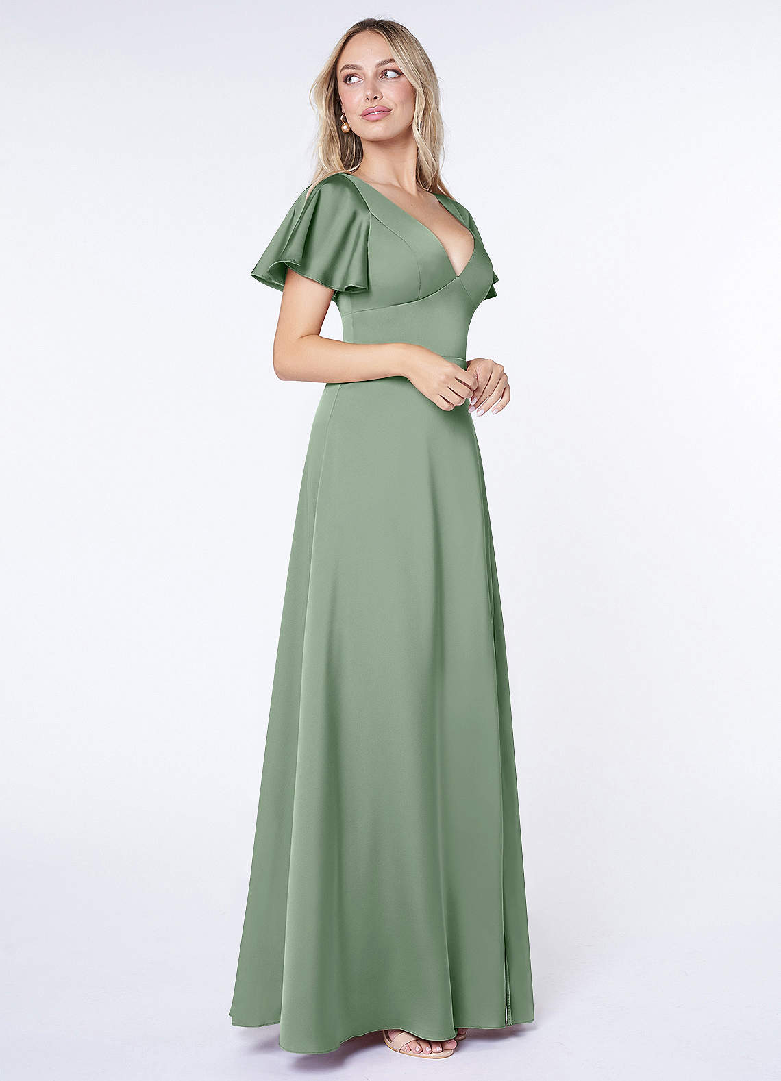 Matcha Azazie Lani Stretch Satin Dress Bridesmaid Dresses Azazie