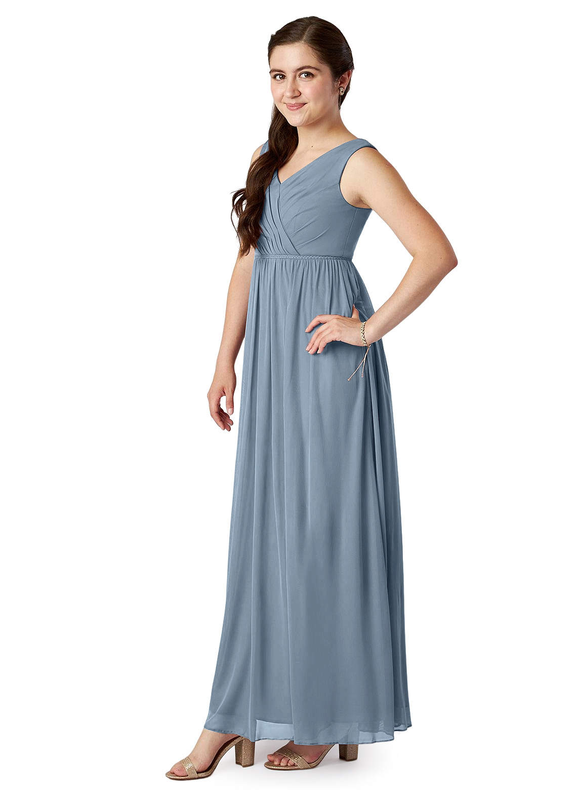 Dusty Blue Azazie Tanicia Jbd Junior Bridesmaid Dresses Azazie