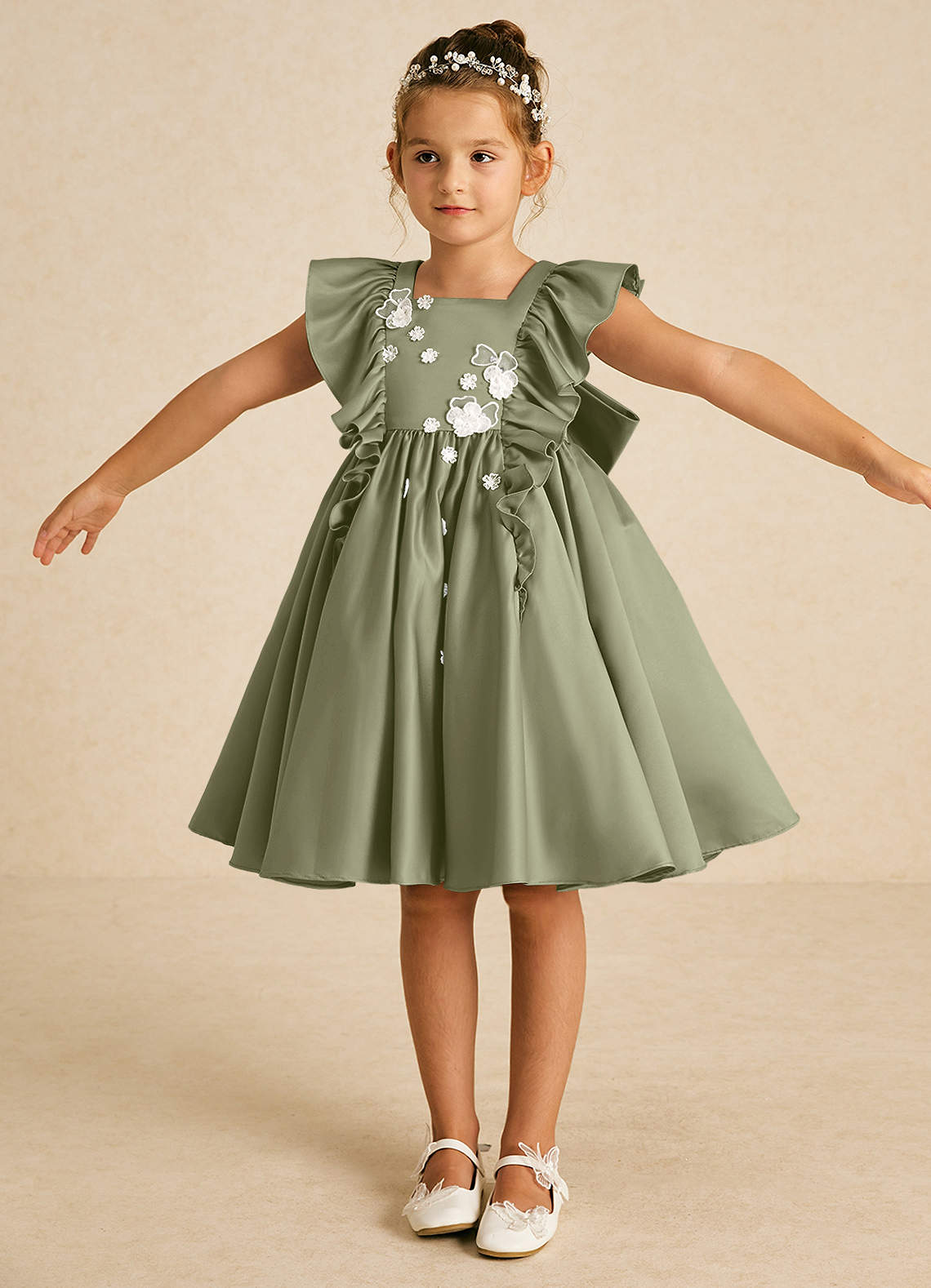 Azazie Sue Ellen Pistachio A Line Bow Matte Satin Dress Azazie Ca