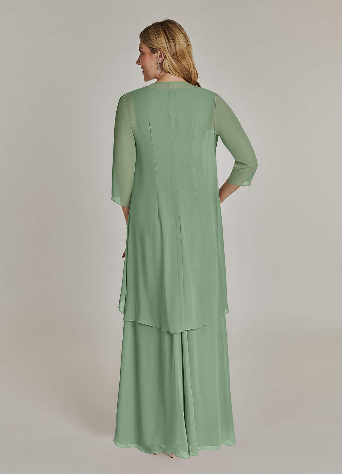 Azazie Manuella Matcha A Line V Neck Pleated Chiffon Dress Mother Of