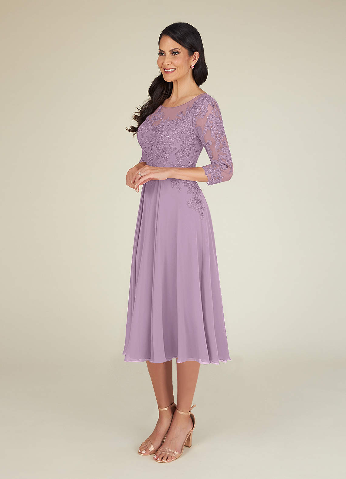 Azazie Marge Wisteria A Line Scoop Lace Chiffon Dress Azazie