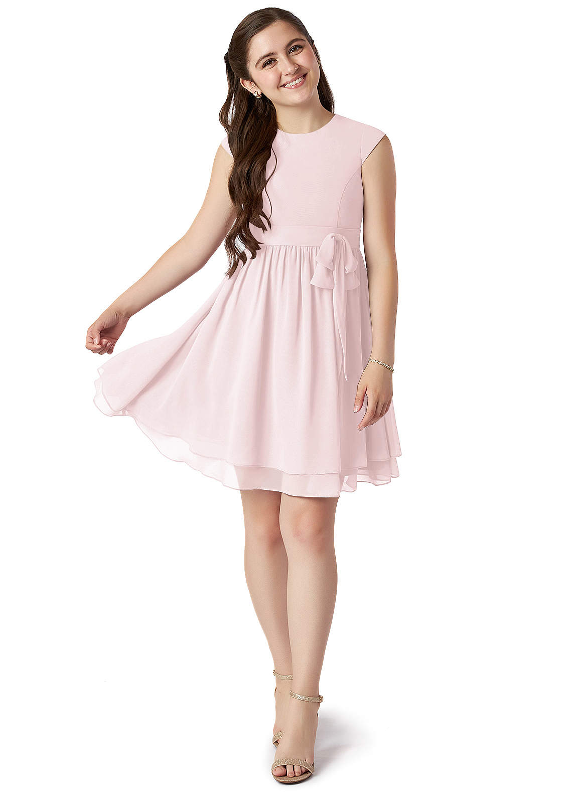 Blushing Pink Azazie Ingrid Junior Junior Bridesmaid Dresses Azazie