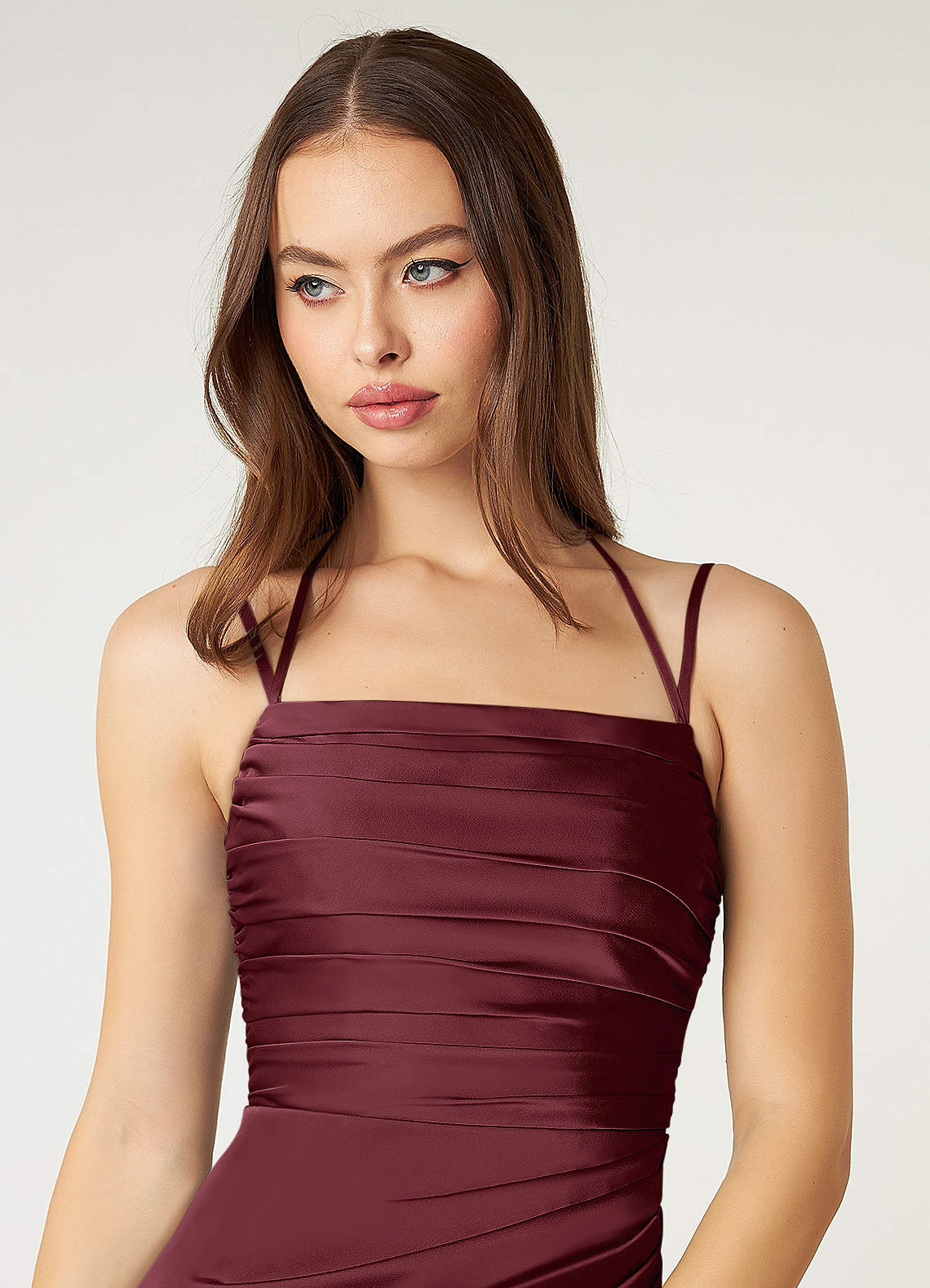 Cabernet Azazie Desi Stretch Satin Dress Bridesmaid Dresses Azazie