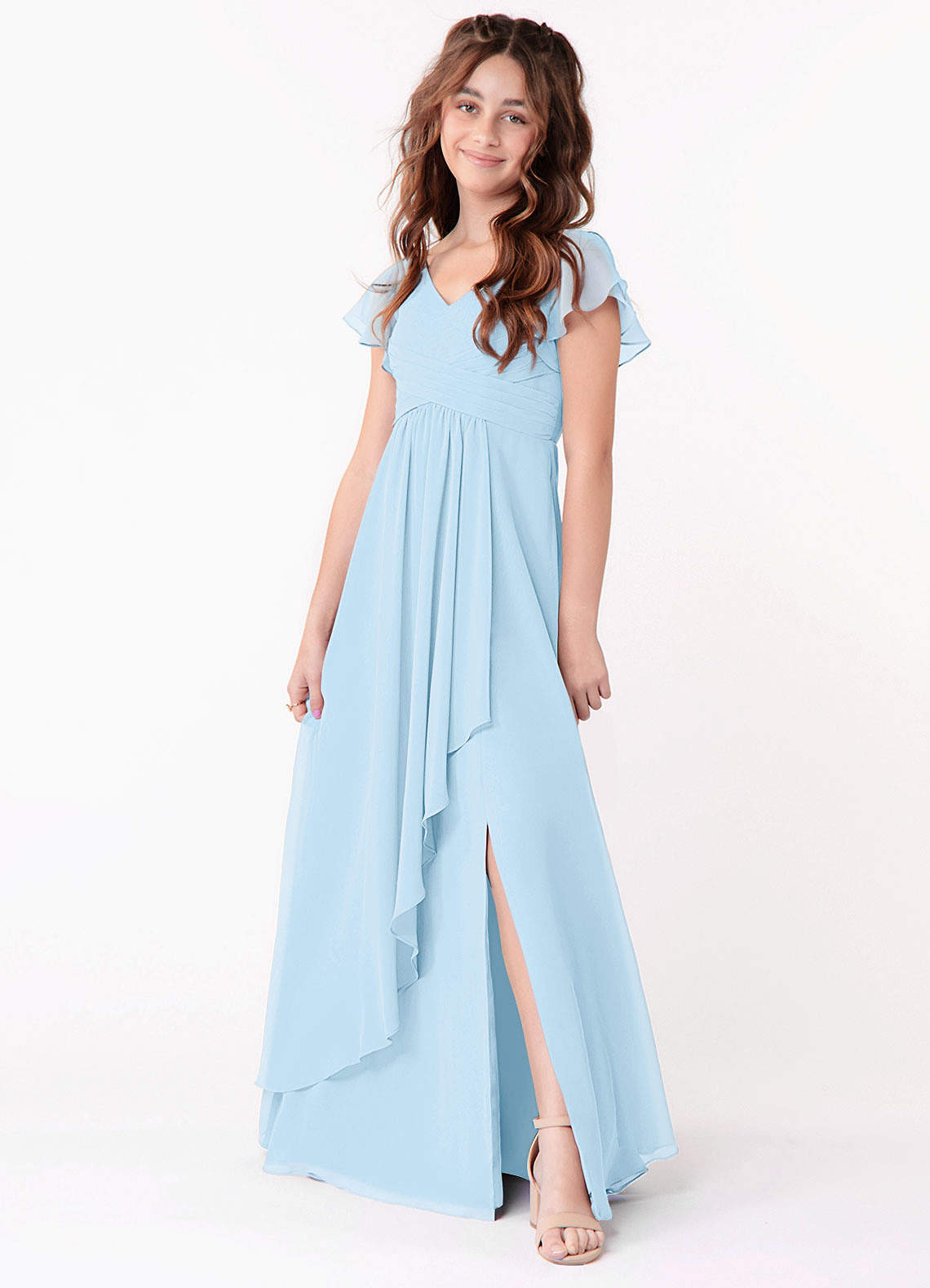 Sky Blue Azazie Omari Junior Junior Bridesmaid Dresses Azazie