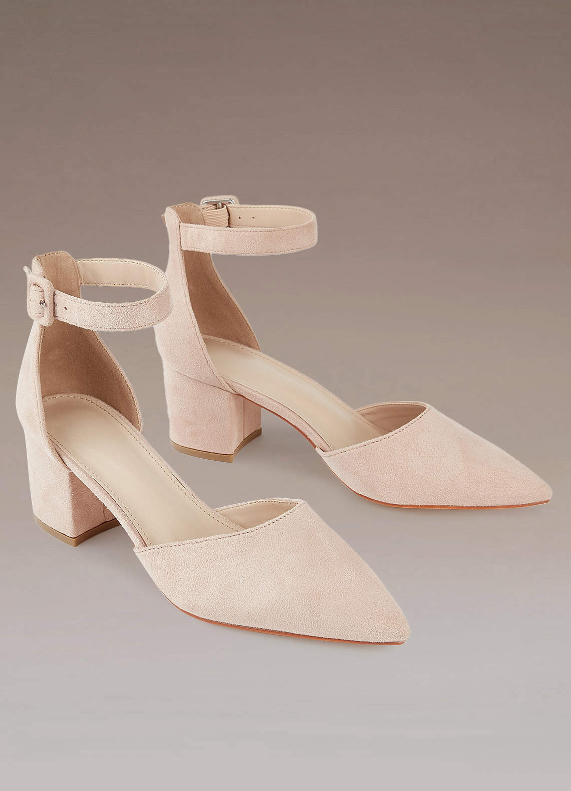 Nude Suede Ankle Strap Heels Azazie