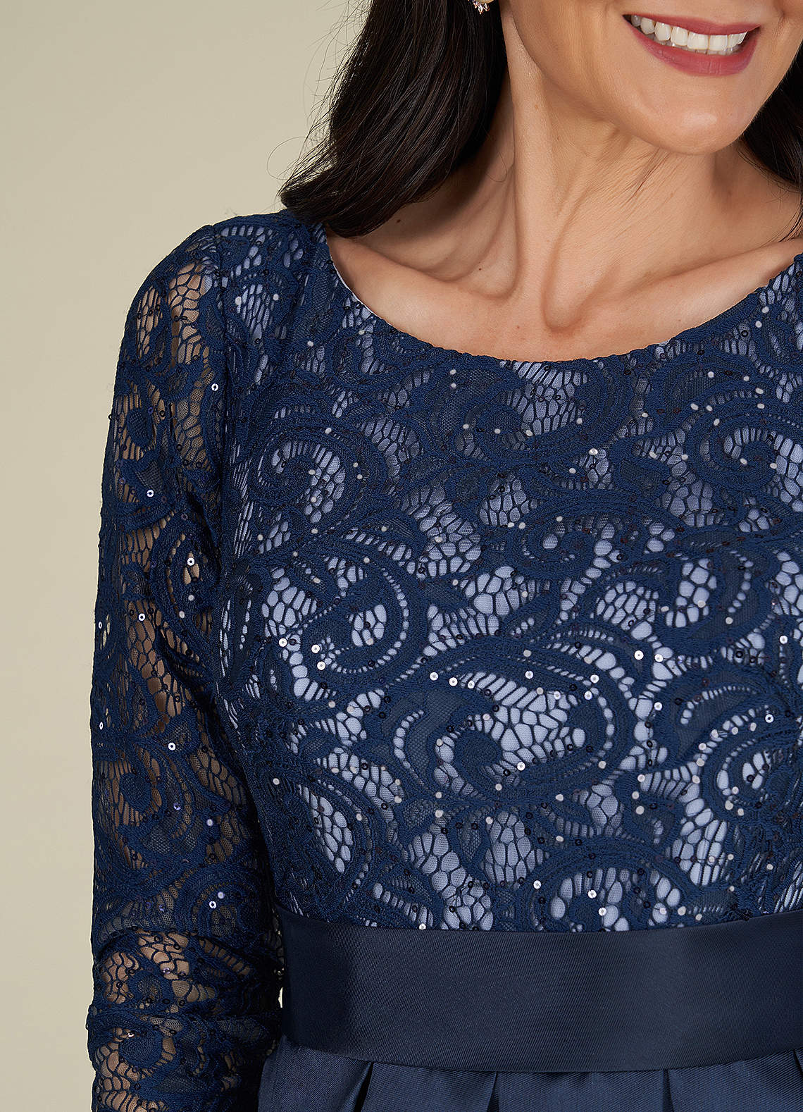 Azazie Delphi Dark Navy Dusty Blue A Line Sequins Lace Dress Azazie CA