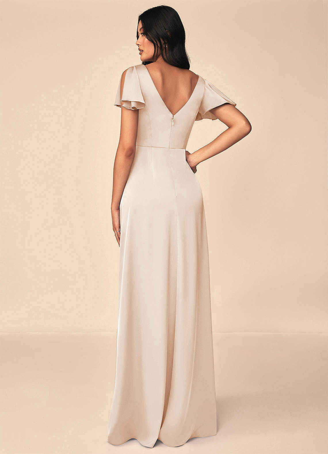 Azazie Soren Stretch Satin Dress White Alabaster Bridesmaid Dresses