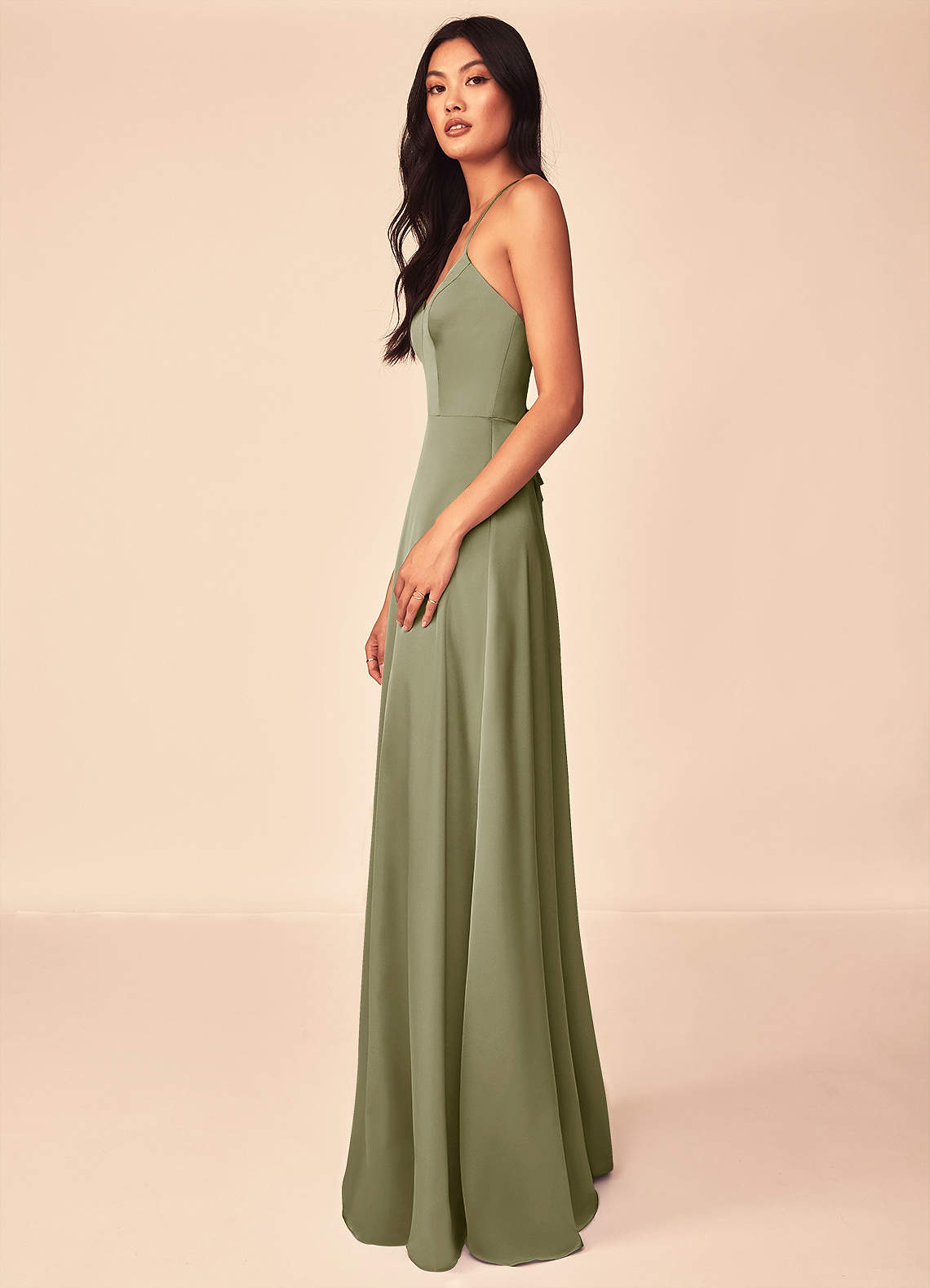 Pistachio Azazie Mei Stretch Satin Dress Bridesmaid Dresses Azazie