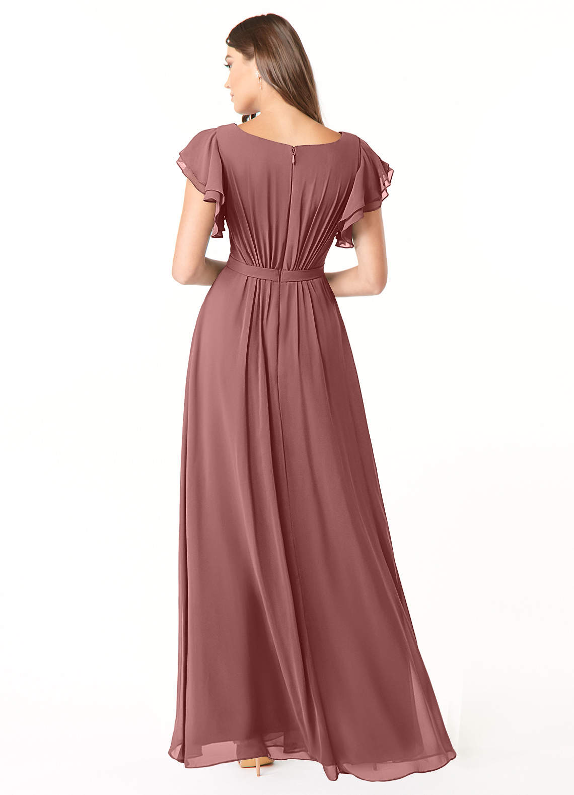 Azazie Daphne Desert Rose Modest Bridesmaid Dresses Azazie