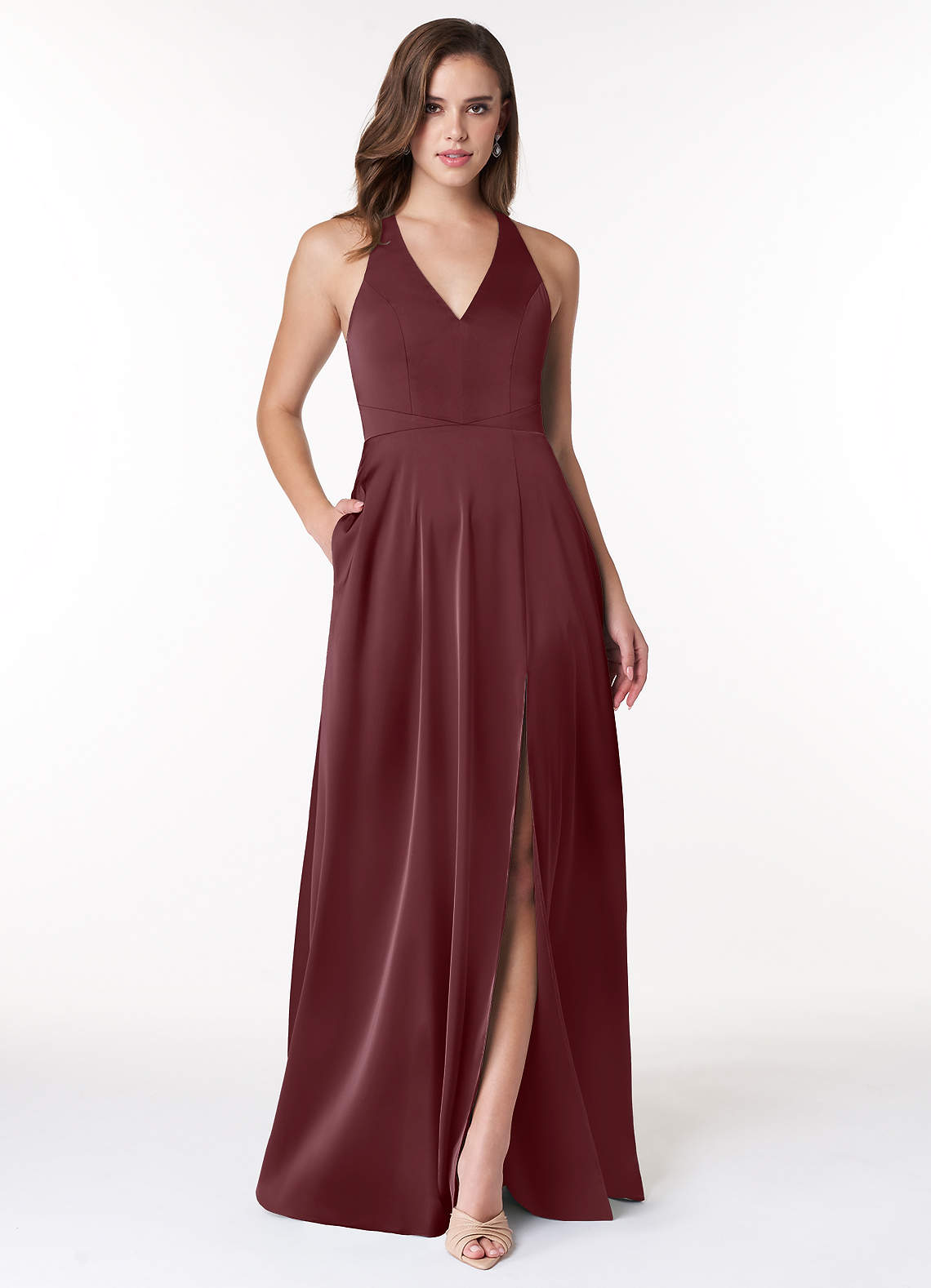 Sangria Azazie Ceria Stretch Satin Dress Bridesmaid Dresses Azazie