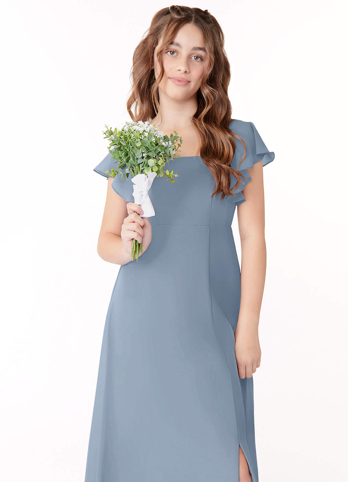 Azazie Bondi Junior Bridesmaid Dress In Dusty Blue Azazie