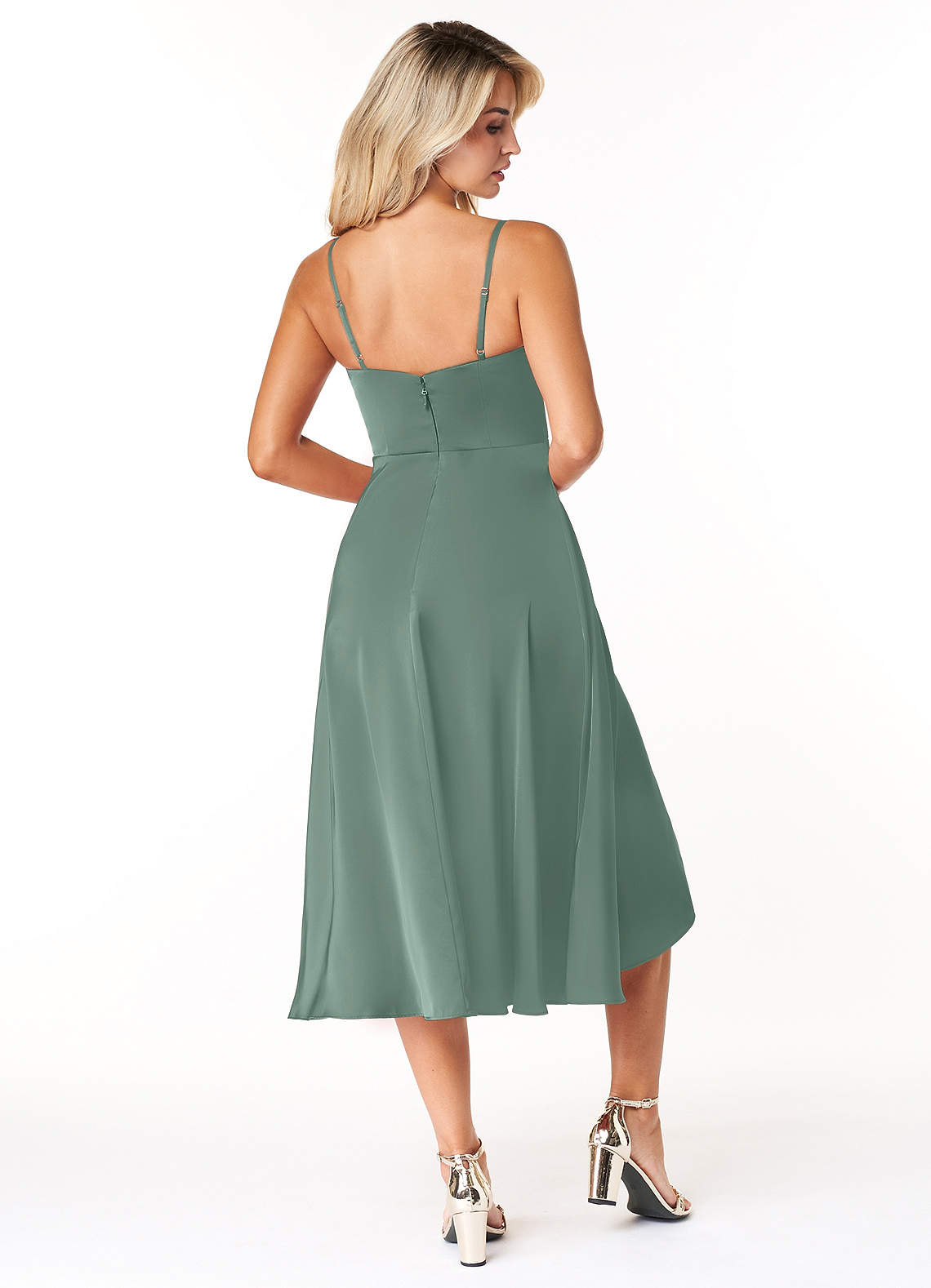 Eucalyptus Azazie Elma Stretch Satin Dress Bridesmaid Dresses Azazie