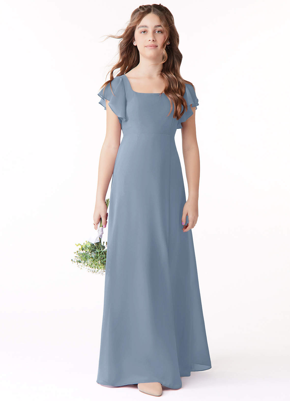 Azazie Bondi Junior Bridesmaid Dress In Dusty Blue Azazie