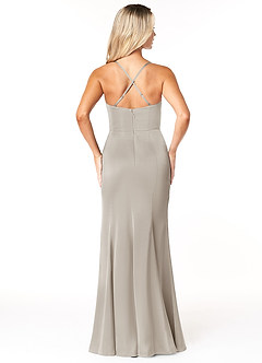 Azazie Marzia Stretch Satin Dress Silver Bridesmaid Dresses Azazie