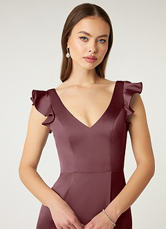 Azazie Vero Stretch Satin Dress Sangria Bridesmaid Dresses Azazie UK