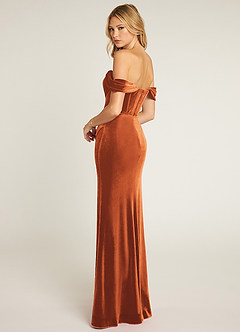 Azazie Jas Velvet Dress Burnt Orange Bridesmaid Dresses Azazie