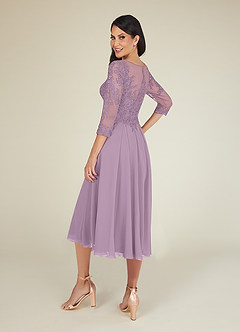 Wisteria Azazie Marge A Line Scoop Lace Chiffon Tea Length Dress Azazie