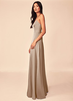 Azazie Mei Stretch Satin Dress Taupe Bridesmaid Dresses Azazie