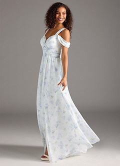 Azazie Lianne Blue Vintage Floral Bridesmaid Dresses Azazie