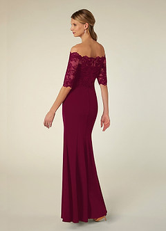 Azazie Jette Burgundy Mermaid Off The Shoulder Lace Dress Azazie