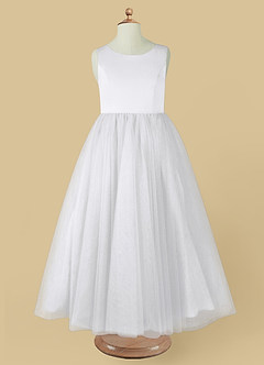 Azazie Muni White A Line Bow Tulle Dress Azazie