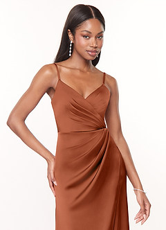 Azazie Maci Stretch Satin Dress Cedar Rose Bridesmaid Dresses Azazie