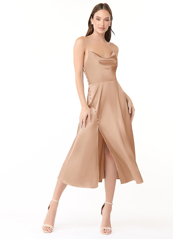 English Rose Azazie Ceci Stretch Satin Dress Bridesmaid Dresses Azazie