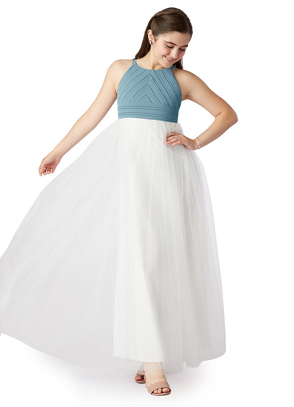 Moody Blue Azazie Brenna Jbd Junior Bridesmaid Dresses Azazie