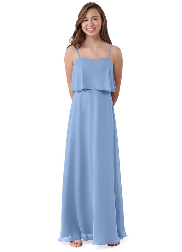 Steel Blue Azazie Izabella JBD Junior Bridesmaid Dresses Azazie