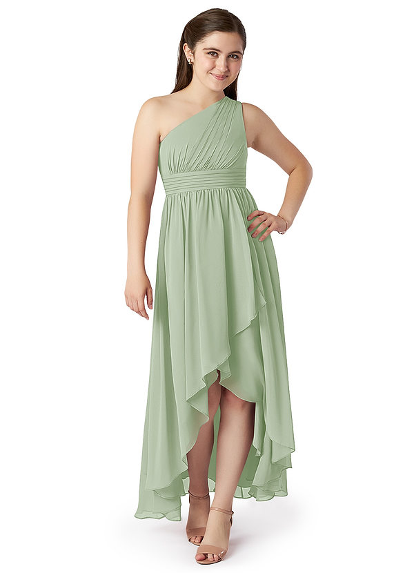 Dusty Sage Azazie Mathilda Junior Bridesmaid Dresses Azazie