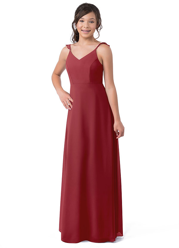 Pomegranate Azazie Everlee Junior Bridesmaid Dresses Azazie