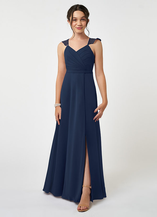 Dark Navy Azazie Emily Jbd Junior Bridesmaid Dresses Azazie