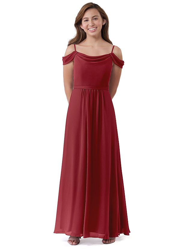 Pomegranate Azazie Alivia JBD Junior Bridesmaid Dresses Azazie