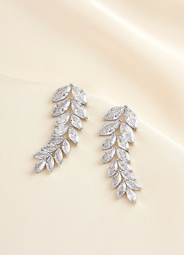 Rhinestone Leaves Drop Earrings Azazie