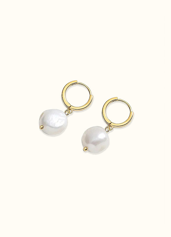 Golden Pearl Earrings Jewelry Azazie