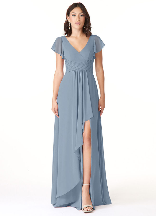 Dusty Blue Azazie Omari Bridesmaid Dresses Azazie