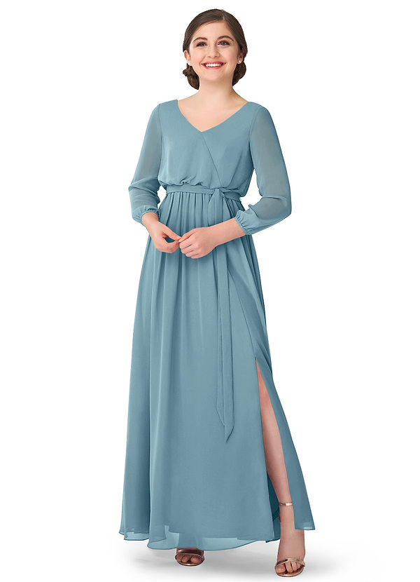 Moody Blue Azazie Angelica Junior Bridesmaid Dresses Azazie