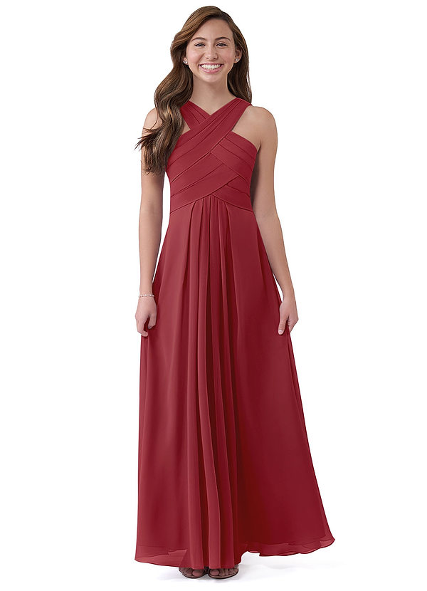 Pomegranate Azazie Kaleigh Jbd Junior Bridesmaid Dresses Azazie