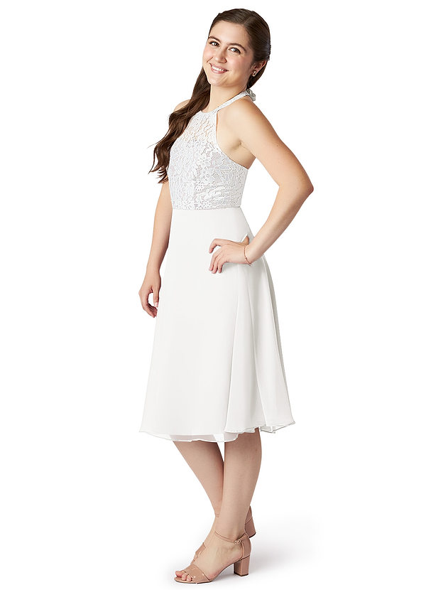 Ivory Azazie Muriel JBD Junior Bridesmaid Dresses Azazie