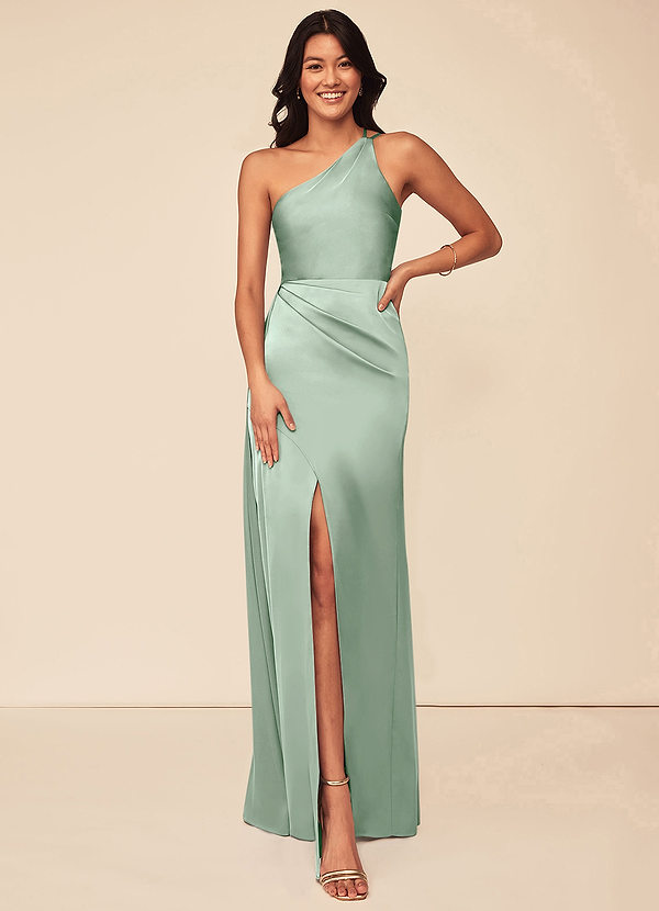 Azazie Maron Stretch Satin Dress Agave Bridesmaid Dresses Azazie Ca