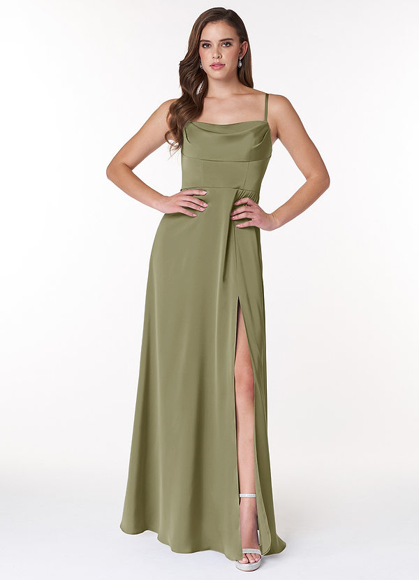 Pistachio Azazie Clove Stretch Satin Dress Bridesmaid Dresses Azazie