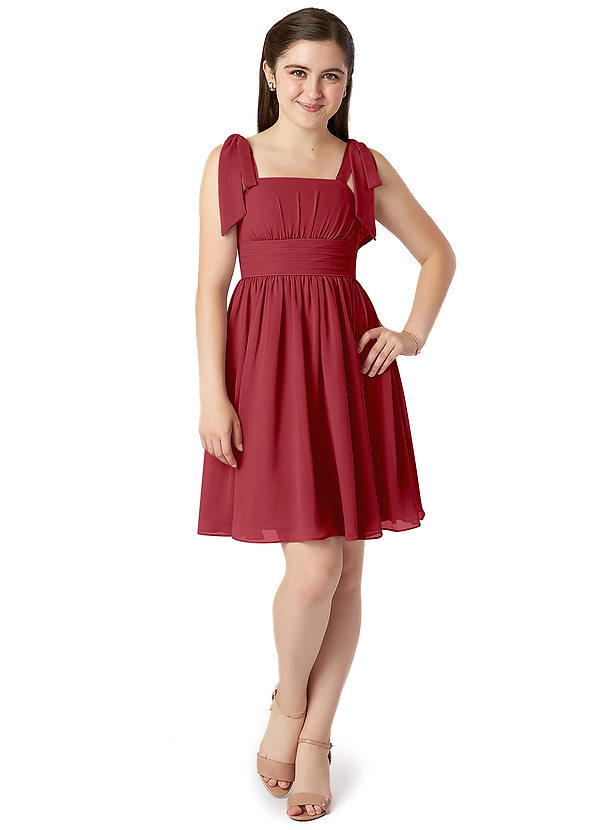 Pomegranate Azazie Jordanna Junior Bridesmaid Dresses Azazie