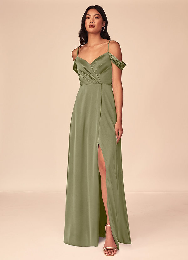 Azazie Ocean Stretch Satin Dress Pistachio Bridesmaid Dresses Azazie AU