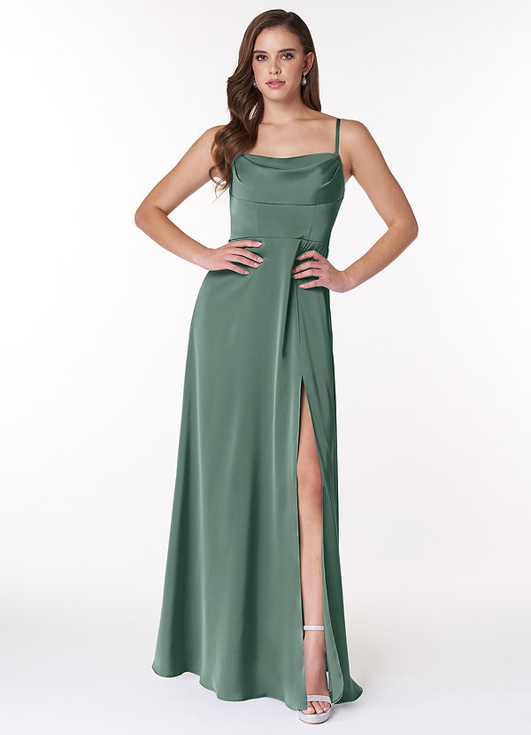 Eucalyptus Azazie Clove Stretch Satin Dress Bridesmaid Dresses Azazie