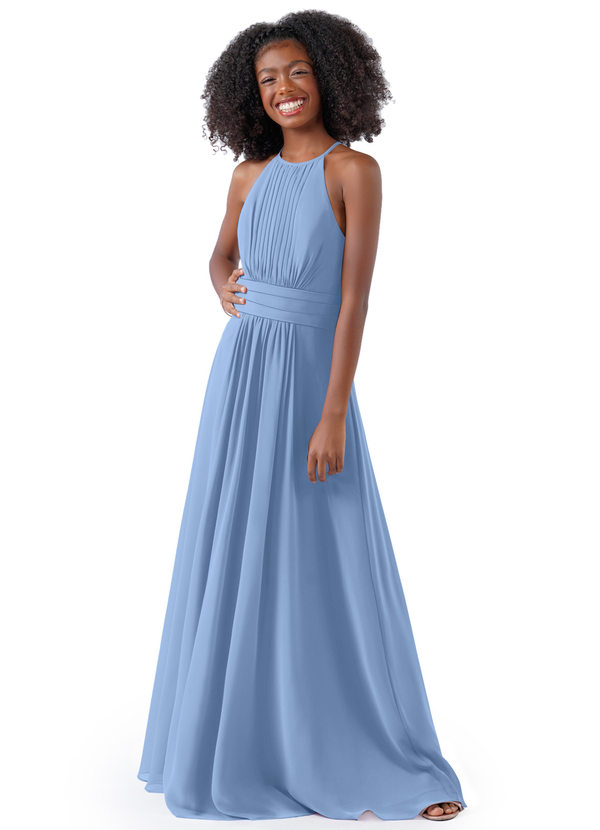 Steel Blue Azazie Bonnie JBD Junior Bridesmaid Dresses Azazie