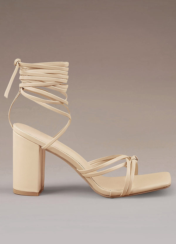 Nude Brief Lace Up Block Heel Sandals Shoes Azazie